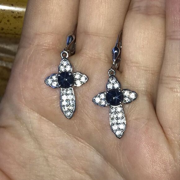 Natural Star Sapphire Sterling Silver Earrings - Picture 8 of 8